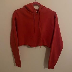 Red cropped hoodie